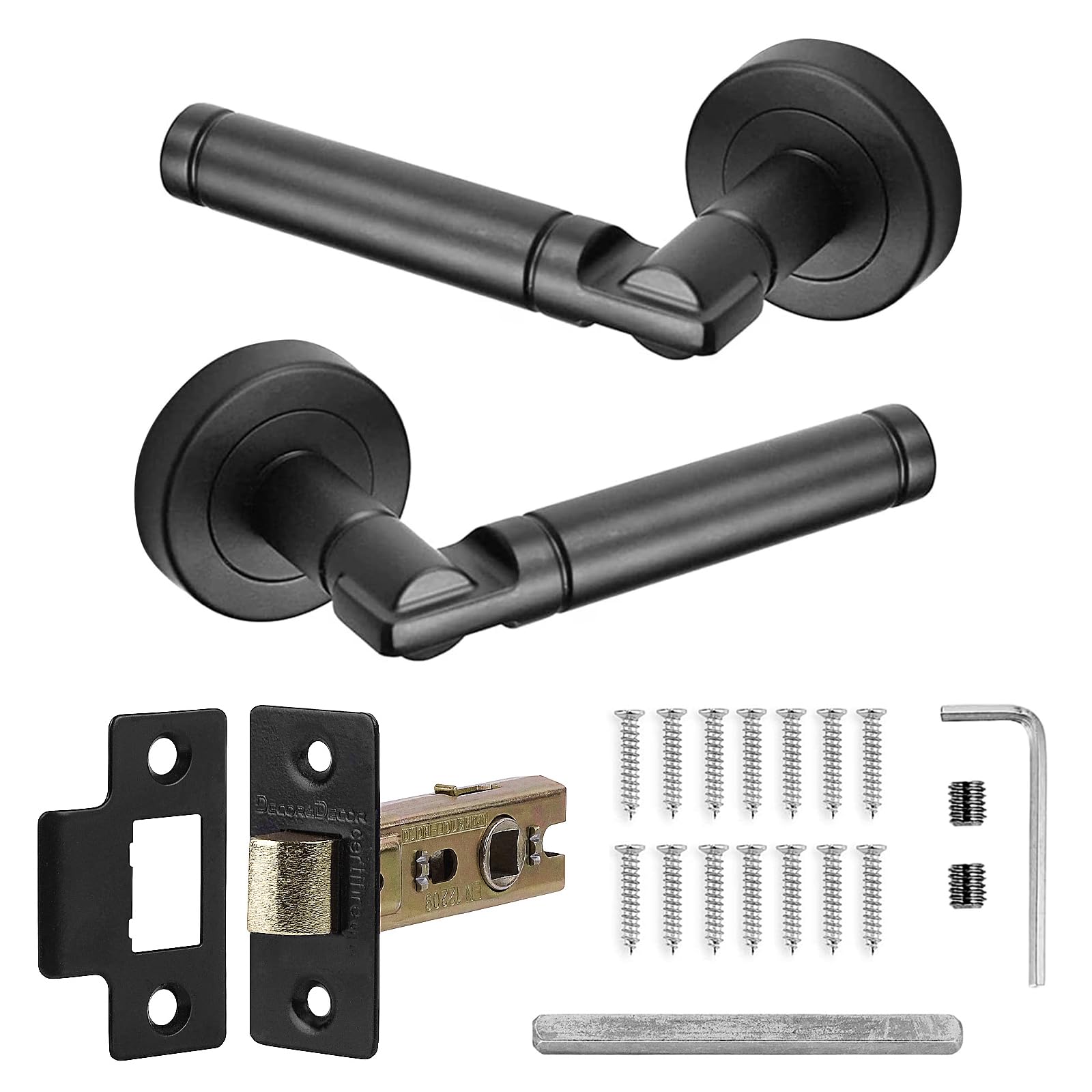 DecoranddecorBlack Door Handle SetInternal Door Handle SetBlack Door Lever Handles Latch KitEnigma Range from B&Q