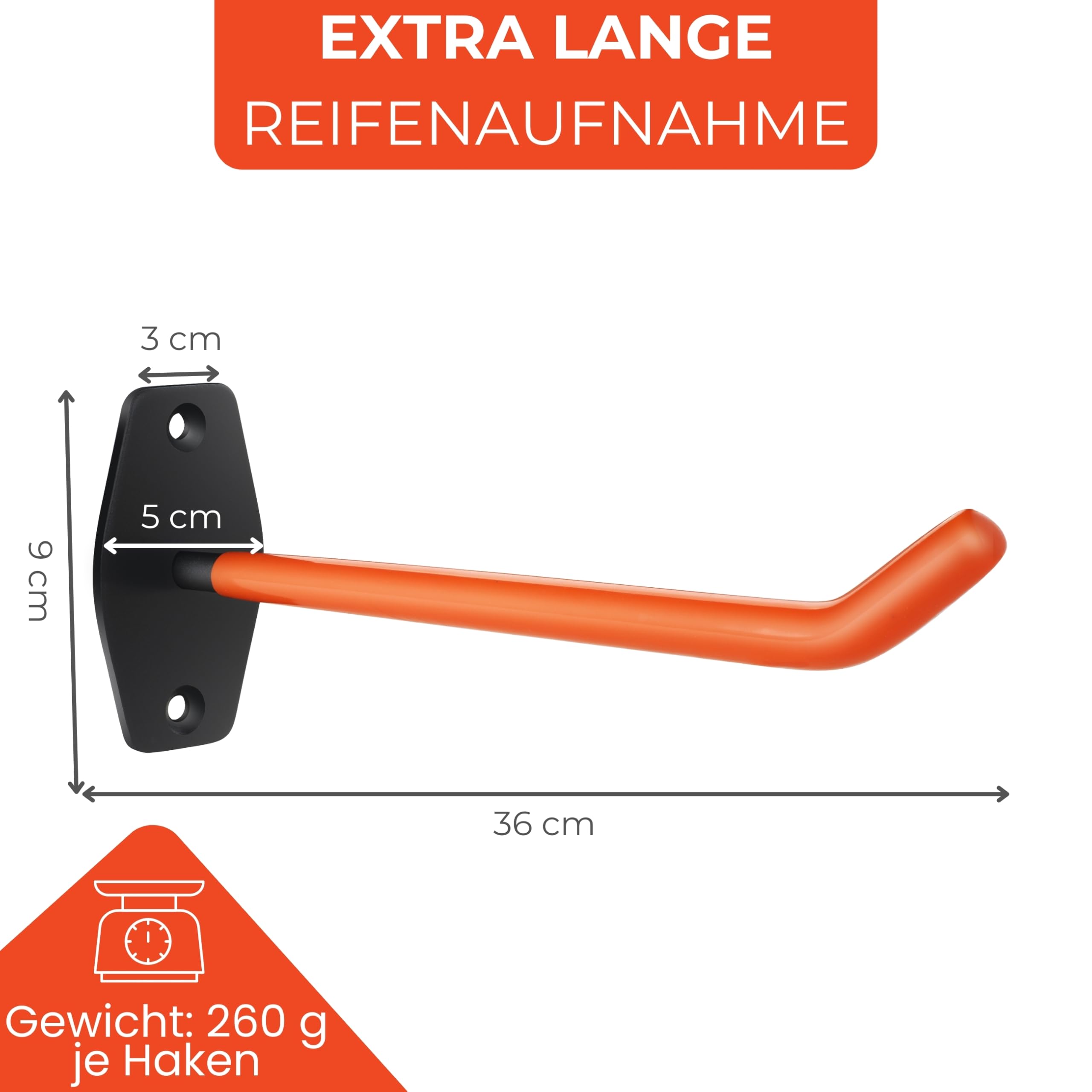 bonsport Wandhaken Reifen 4er Set - Belastbar bis 25kg - Autoreifen Wandhalterung für 4 Felgen - Reifenhalter Felgenhalter Wand Halterung - Reifen Aufhänge Garage