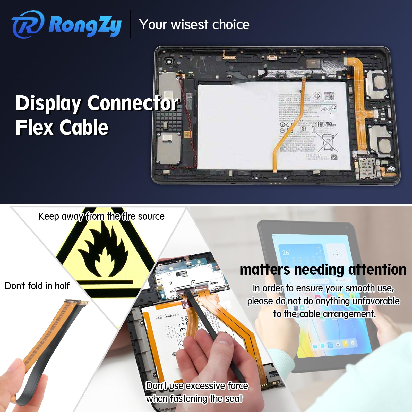 RongZy Für Samsung Galaxy Tab A 10.1 SM-T515 SM-T510 Display Flex Kabel Verbindung Ersatz Tablet LCD Flat Flex Kabel für Samsung Galaxy Tab A 10.1 mit Werkzeug