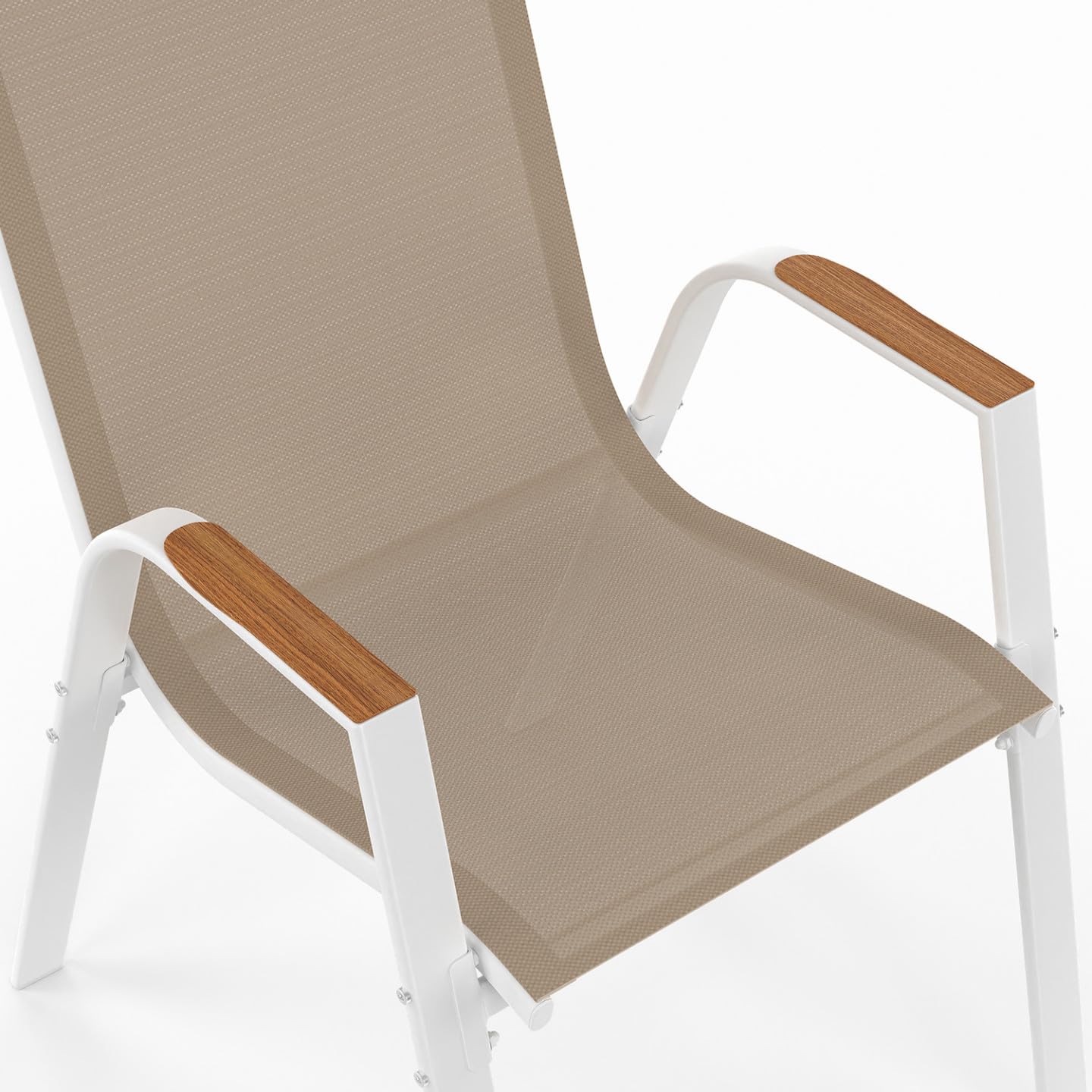 IDMarket - Salon de Jardin NOUMEA Table 240 cm Plateau Verre trempé Effet Bois et 10 chaises empilables Blanc et Bois