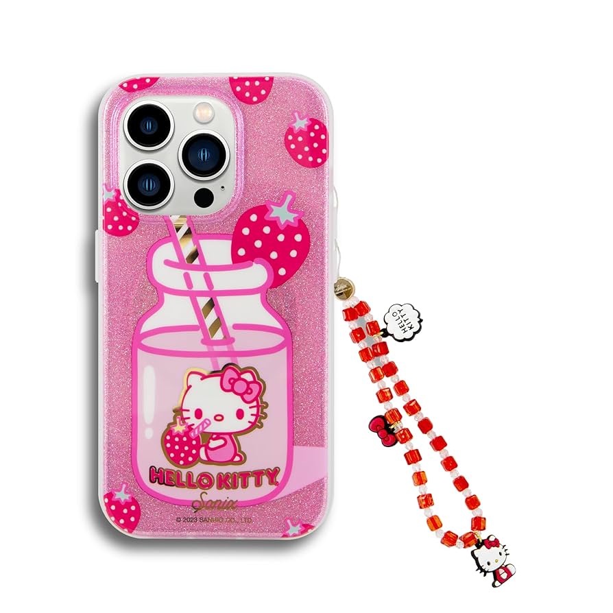 iPhoneアクセサリー Hello kitty iPhone 15promax Cartoon Cute Hello Kitty with Mirror Pendant Phone Case for