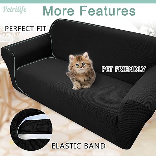 Miniatura 4 de Petrilife Funda impermeable de alta elasticidad para sofá biplaza, súper suave, lavable, protector de muebles para perros, gatos y mascotas (M,