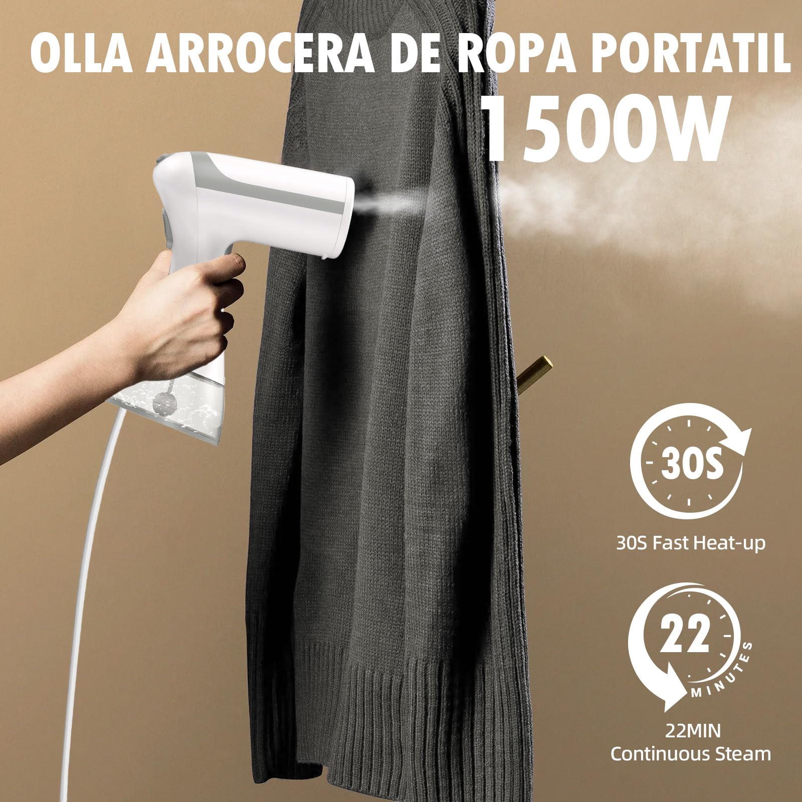 Plancha Vertical Vapor, 1500W Plancha Vapor Vertical con Tanque de Agua 300ml, Calentamiento Rápido de 30 Segundos, Plancha de Viaje, para El Hogar, La Oficina