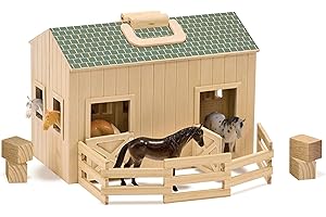 Melissa & Doug Wooden Fold and Go Toy Horse Stable