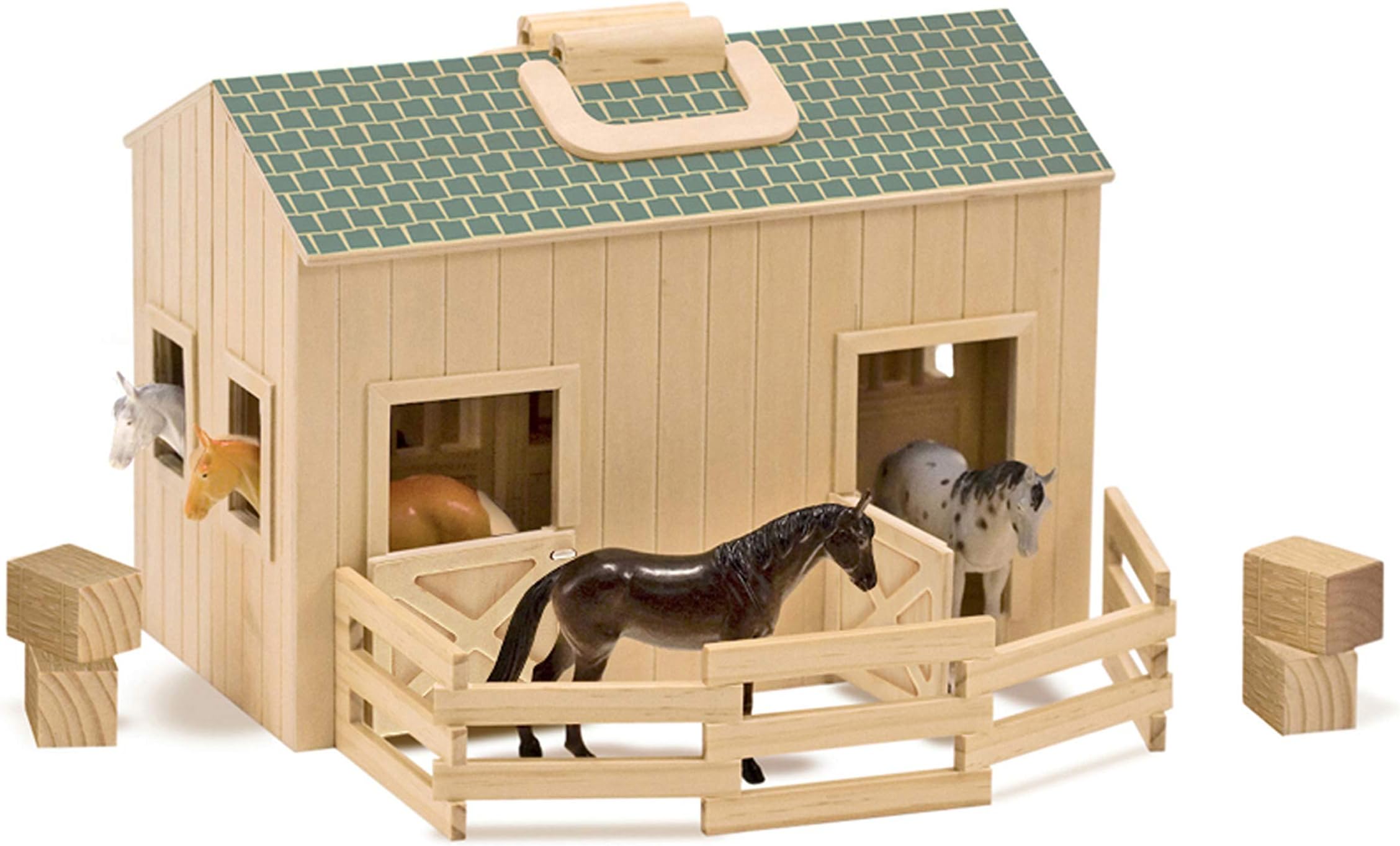 'Fold and Go' Stable Set with Four Plastic Horses Make It Easy to Take The Fun Along.