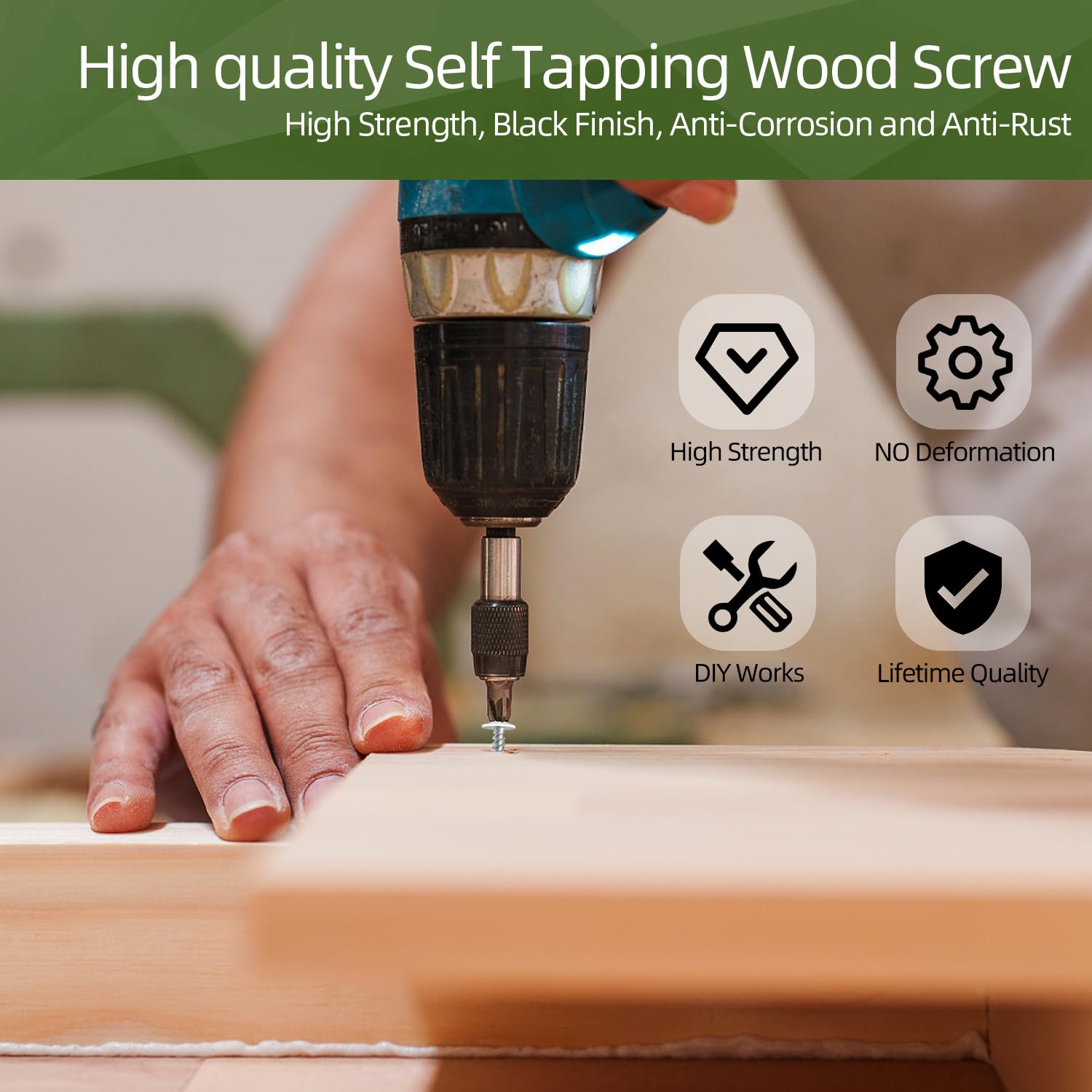 8 x 1 Wood Screws - 120 Pack Phillips Self-Tapping -4