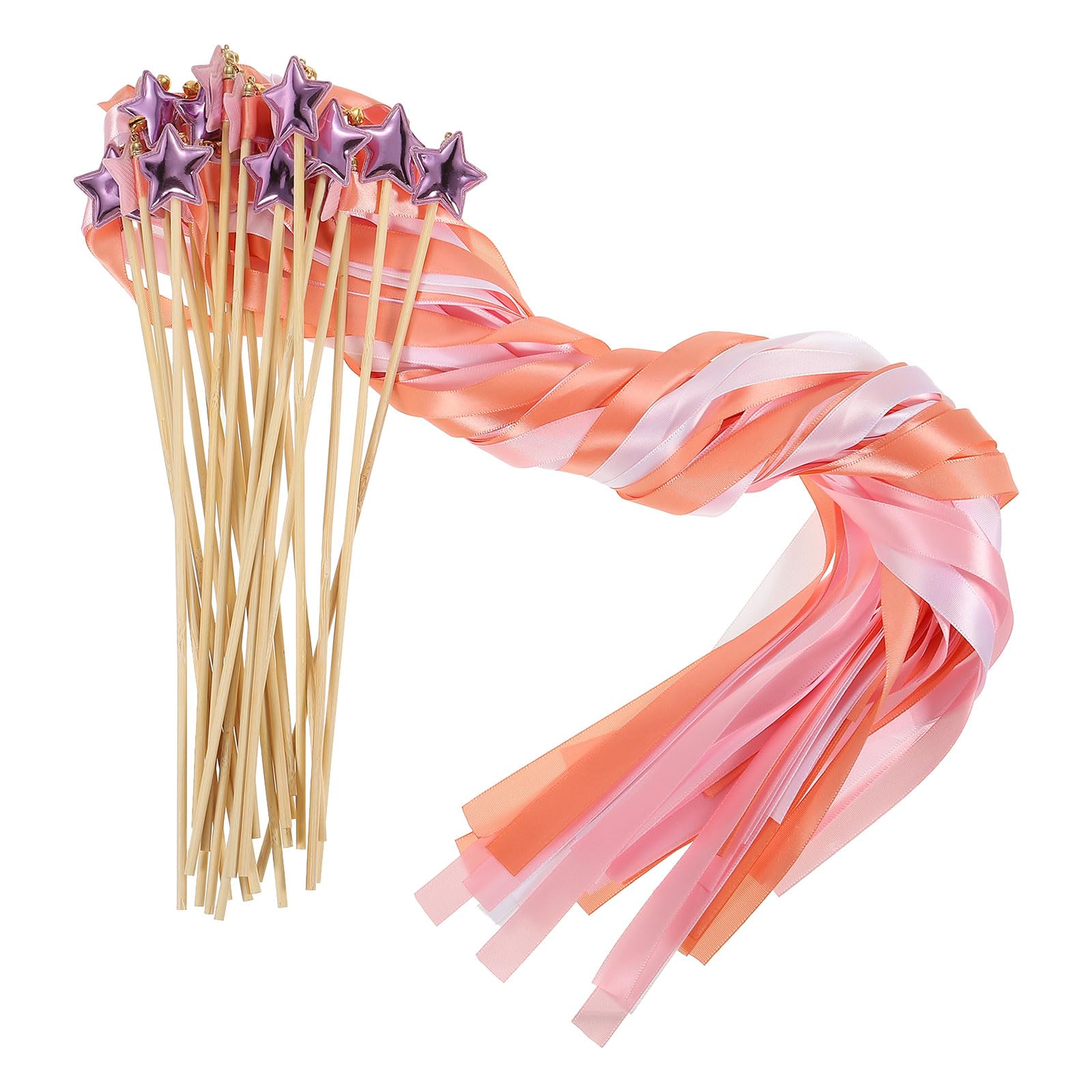 Baguettes féériques de mariage PATIKIL avec clochettes en soie blanche rose et champagne x24