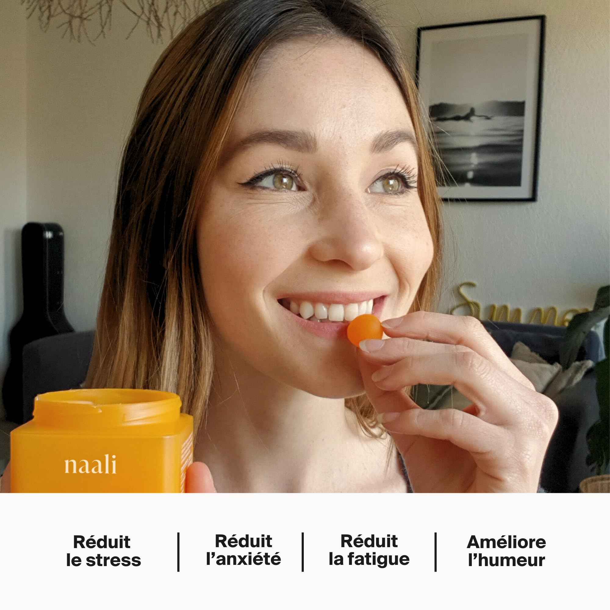 Naali Gummies Anti Stress Safran Vitamines B3 B6 B9 B12 – 60 Gommes - Fatigue, Soutien de l’Humeur, Énergie Mentale – Sans Sucre, Goût Mangue – Complément Bien-Être, Équilibre Intérieur