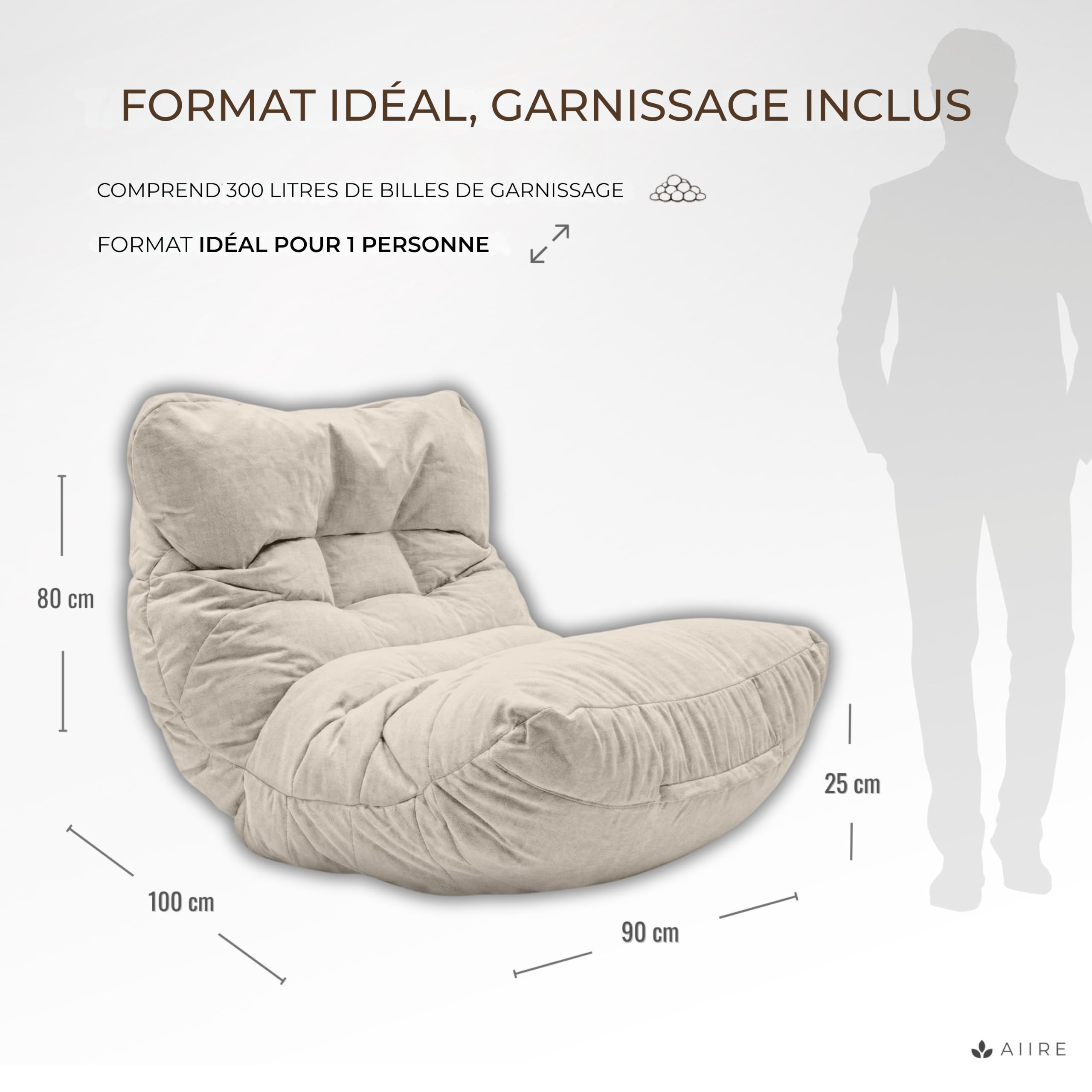 Aiire Housse Pouf Salon Moderne - Fauteuil Pouffe Géant Interieur Adulte ou Ado sans Remplissage pour Décoration de la Chambre – Gros Bean Bag Chair Enfant XXL