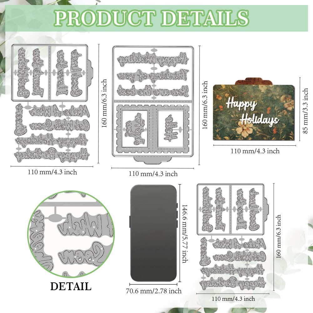 MAYJOYDIY Sentiment Metal Die Set, Thank You, Wedding, Good Luck & Best Wishes Cutting Dies for Card Making & Scrapbooking - Image 2