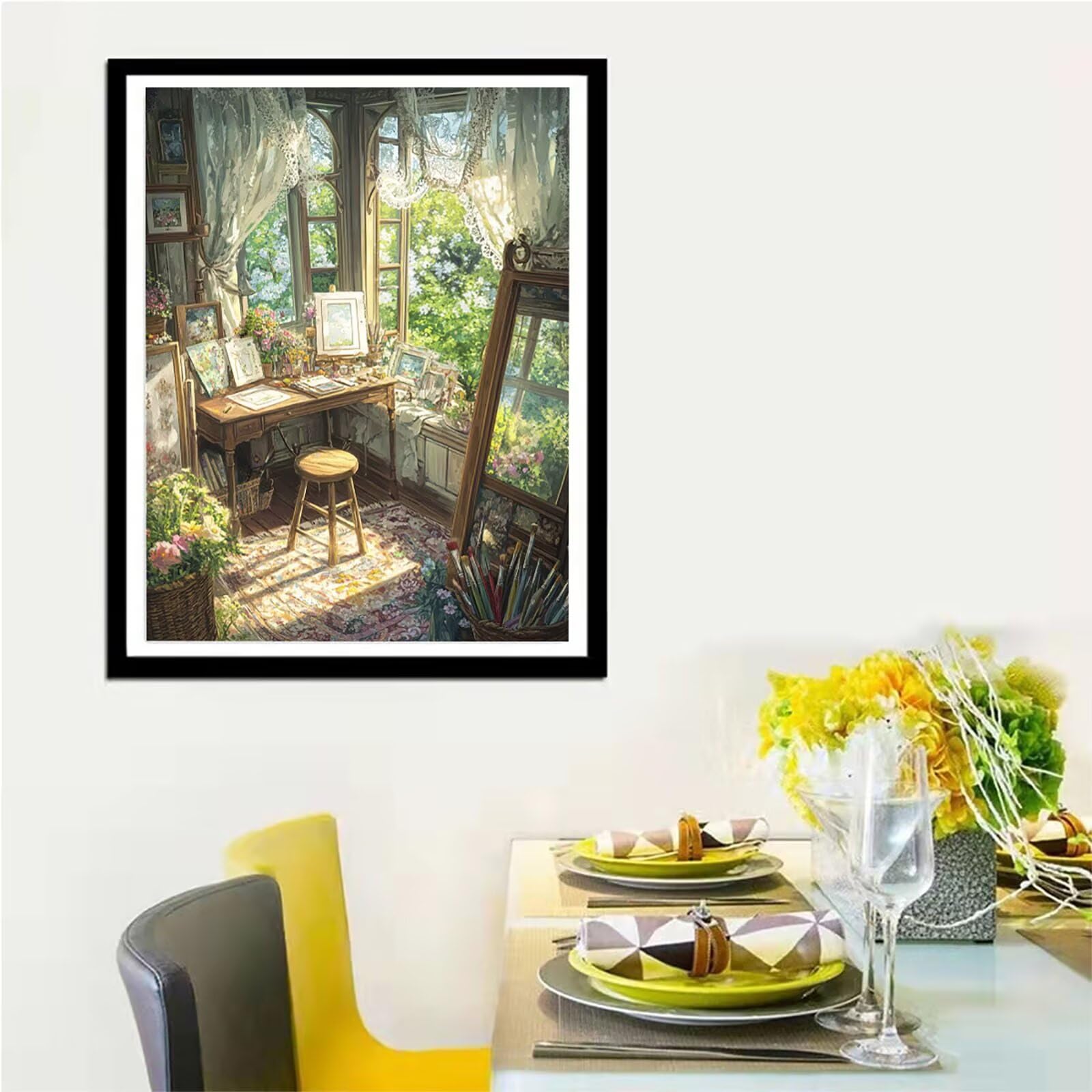 Malarstwo diamentowe 5D, obraz do malowania diamentami 5D, obraz kwiatowy, 90 x 120 cm, okrągły obraz dla dorosłych początkujących, z akcesoriami, do samodzielnego wykonania mozaiki, zestaw do