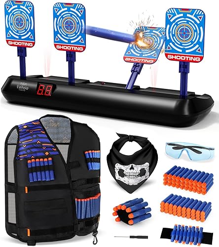 Lehoo Castle Objetivos de tiro para pistolas Nerf, chaleco Nerf Targets para práctica de disparo, juegos de disparos electrónicos para niños, regalo