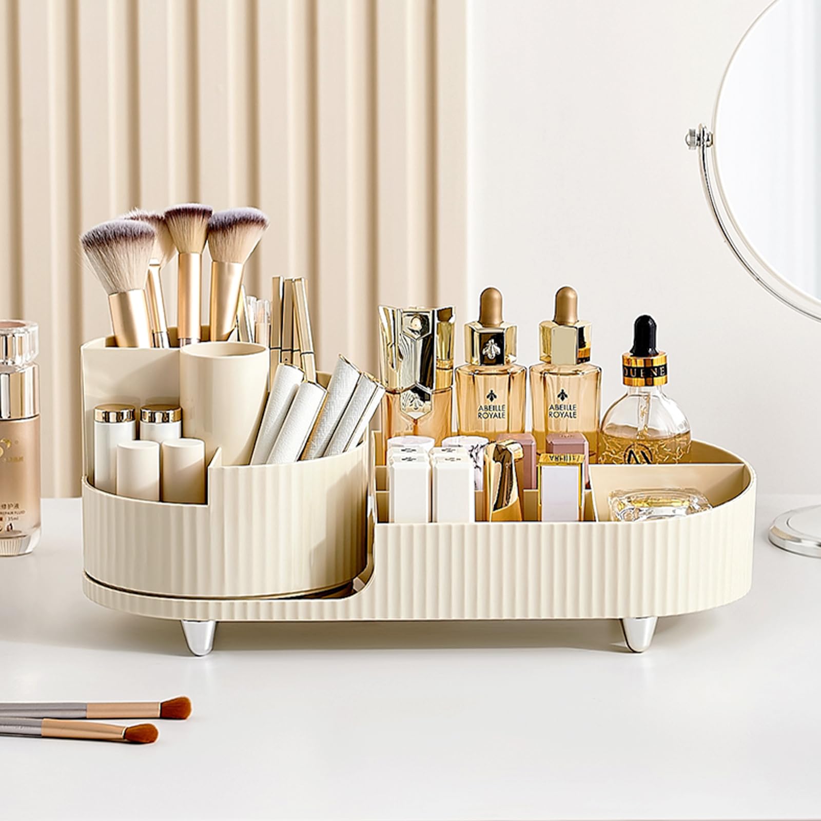 PUWOWYE Organizador de Maquillaje Giratorio, Cajas Almacenaje Maquillaje, Organizador Cosmeticos para Dormitorio Tocador Baño