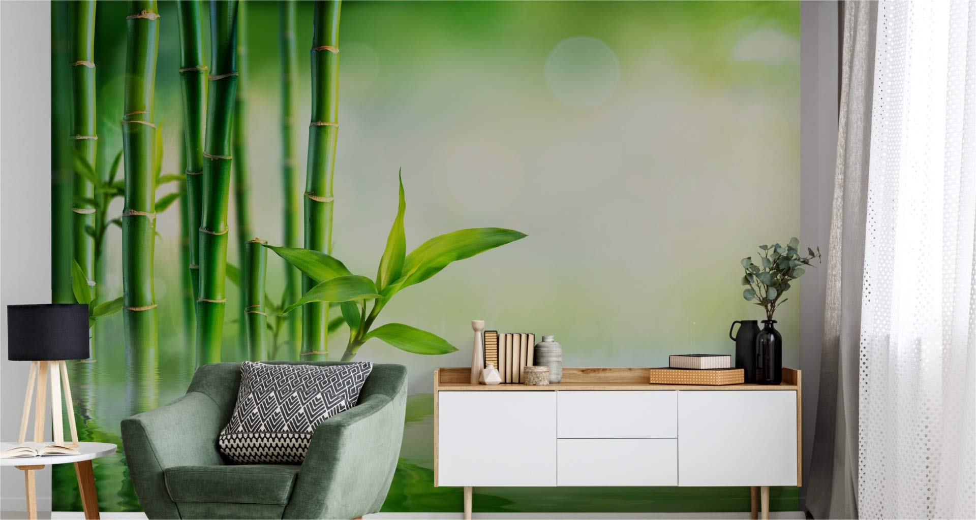 Muralo Samoprzylepna fototapeta 315 x 210 naturalny bambus tropikalna tapeta egzotyczna flora szczeble liście salon sypialnia obrazy ścienne XXL ściana szerokość 315 cm x wysokość 210 cm