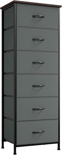 Miniatura 26 de Somdot - Cómoda alta para dormitorio con 5 cajones, organizador de almacenamiento con contenedores de tela extraíbles para armario, mesita de noche,