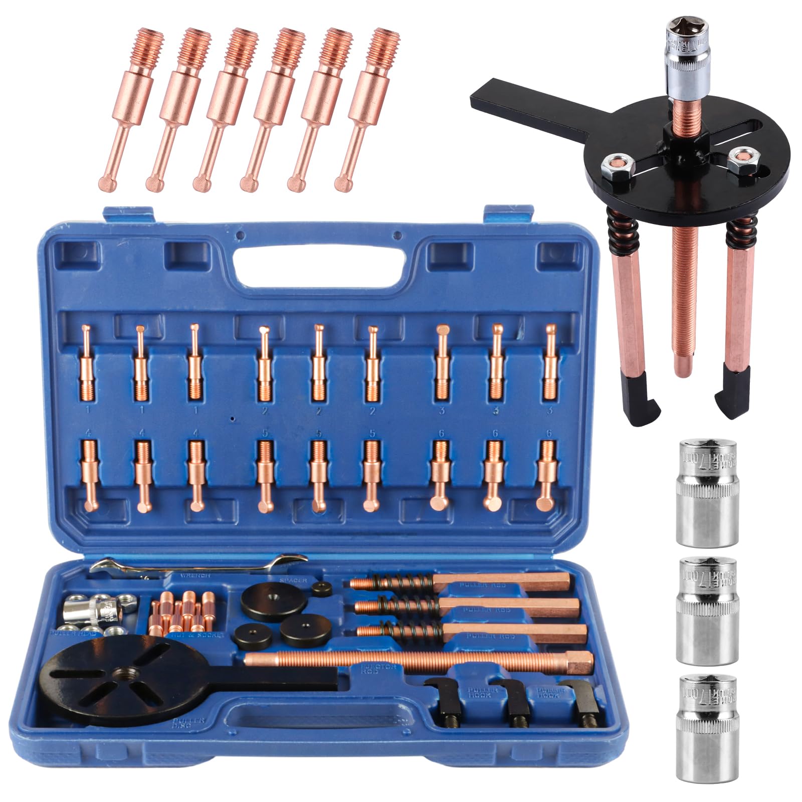 Kit Extractor Rodamientos 35 en 1, Extractor de Rodamientos de Tres Patas con Llave de Vaso, Herramientas Taller Mecanico para Cojinetes Engranajes Poleas