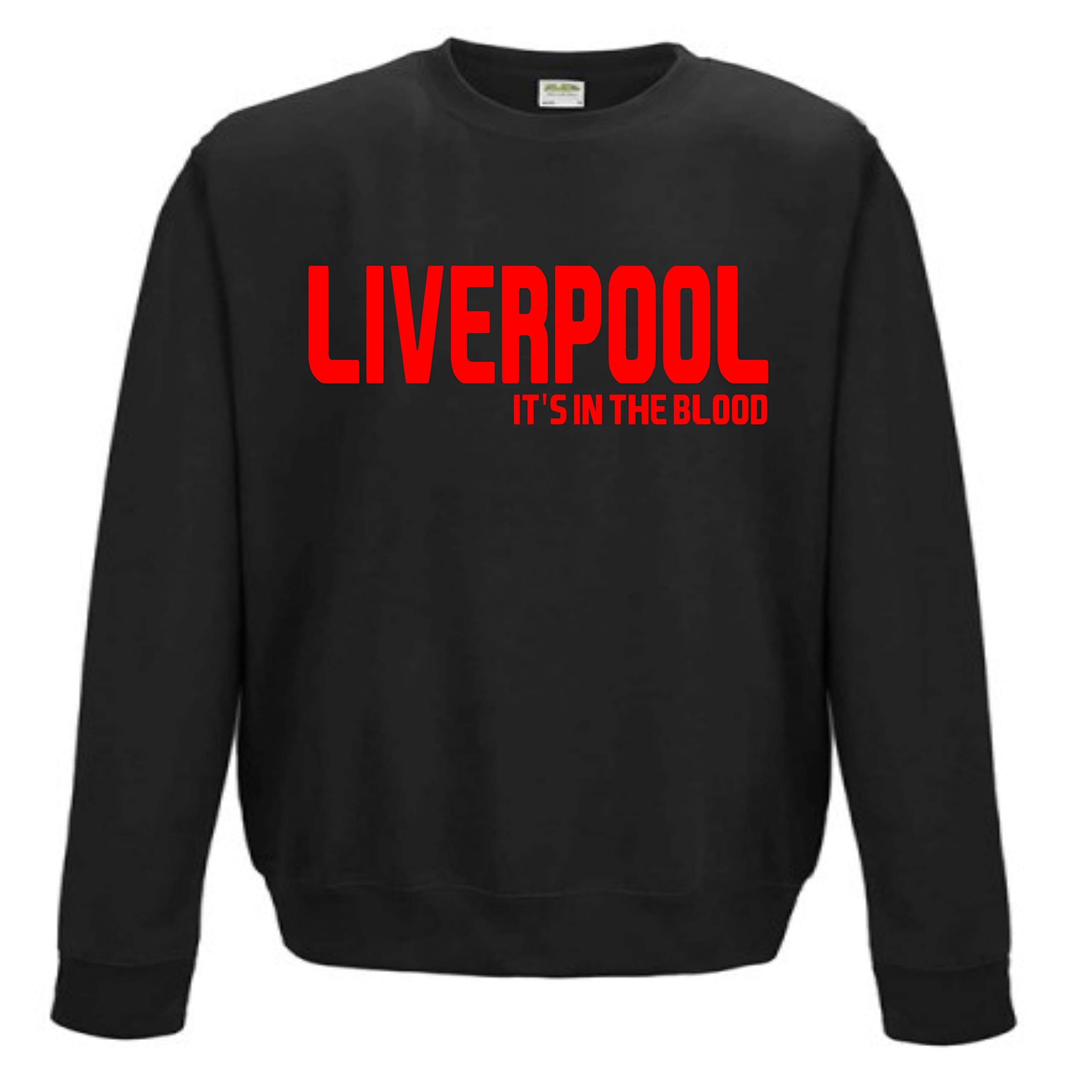 All About The Print Men's Black Liverpool Its In The Blood Premium Sweatshirt Gift XX-Large