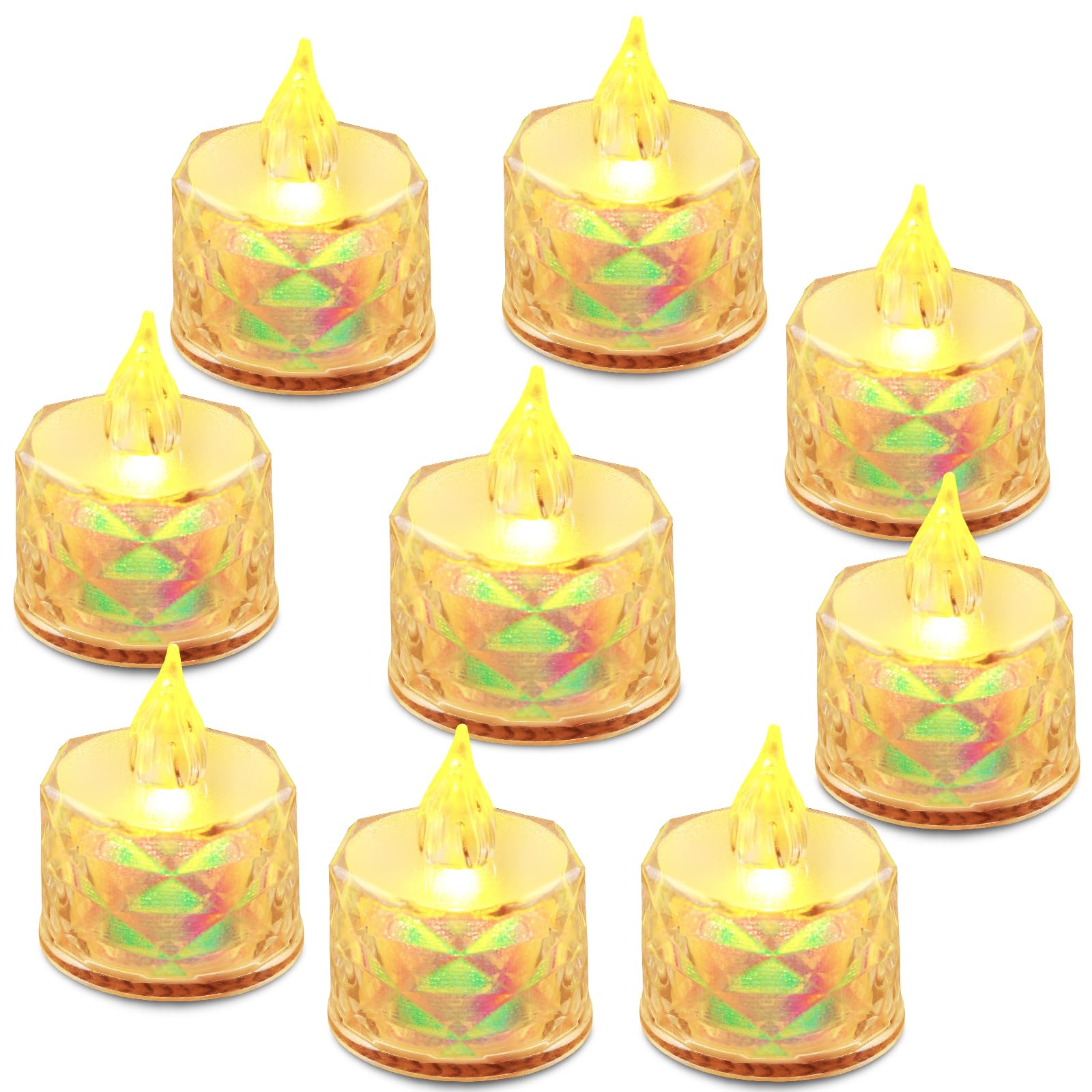 24 Pack Battery Operated LED Tea Light Candles Flameless Safe Simulated Fire Halloween/Christmas Party Decoration Wedding Table Lights Desktop Mood Lights