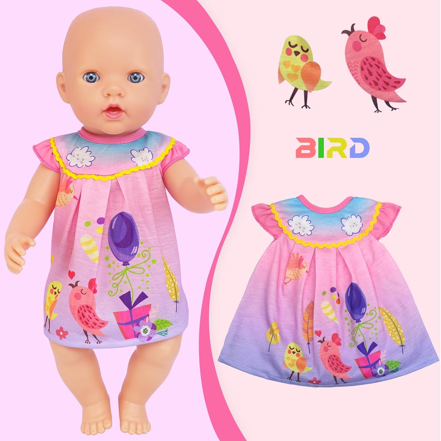 4 Set Baby Doll Clothes for 13-16 Inch, 7 Pcs 14-16 Inch Doll Clothes Accessories Dress Outfits Include Skirts, Top, Pants, Jumpsuit, Hats