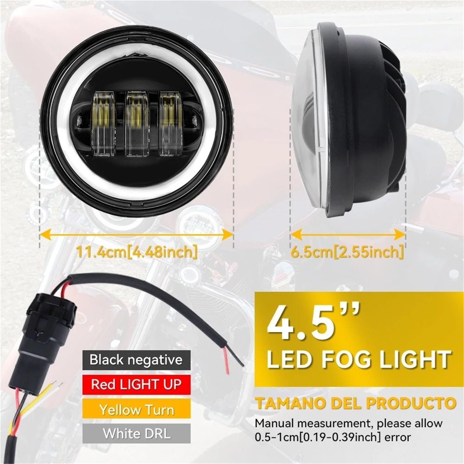 Moto Fari Stradali Spot Light Beam Per Motociclette Fendinebbia 2 Pezzi 4,5 Pollici LED DRL 30W Impermeabile