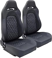 WIILAYOK 2-Pack Universal Racing Bucket Seats - Black PVC Leather, Dual Lock Sliders, 45-160° Adjustable for Cars Trucks