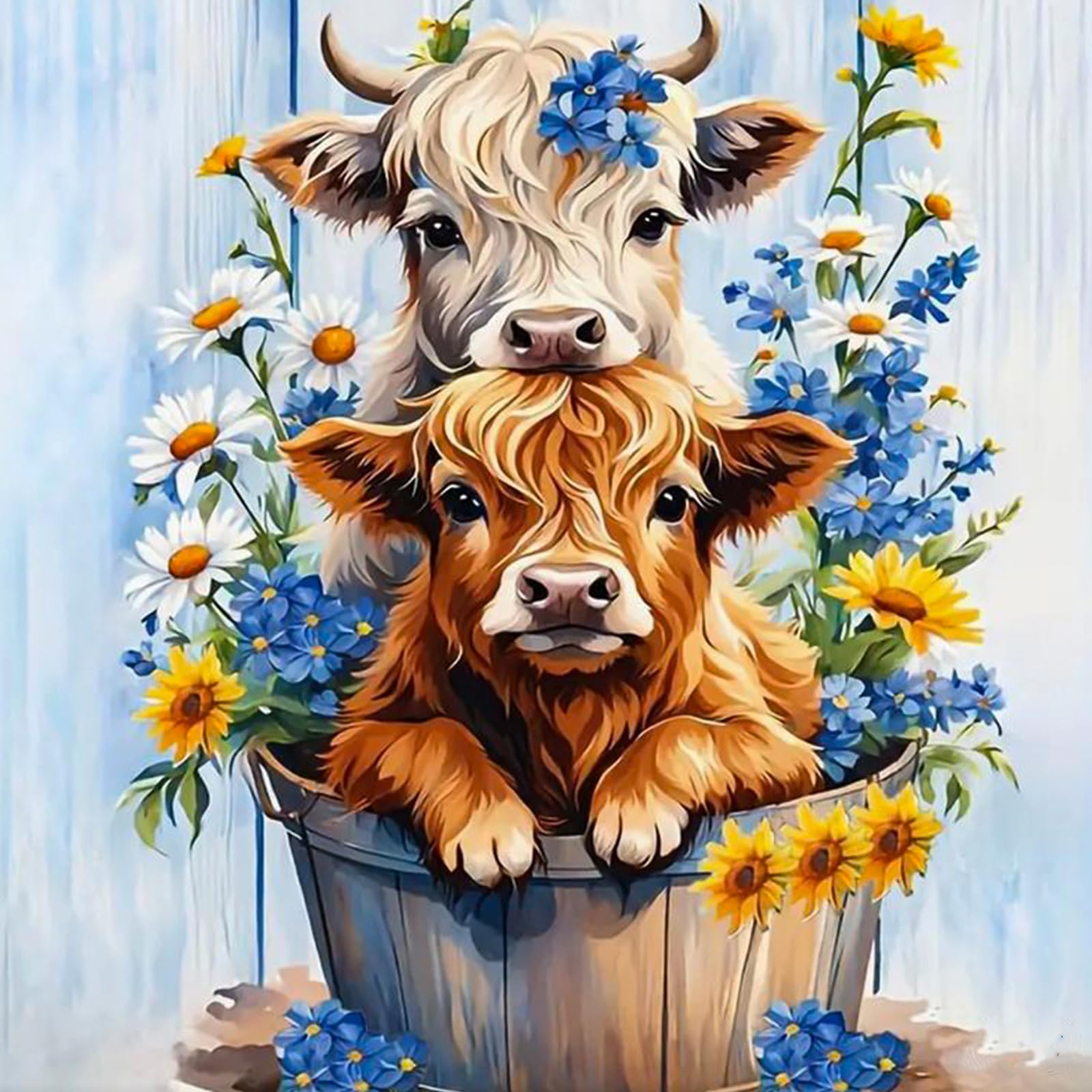 Highland Cow Diamond Painting Kit For Adults – Full Round Drill 5D DIY Art | 14x14 Inch Home Wall Decor - View #4
