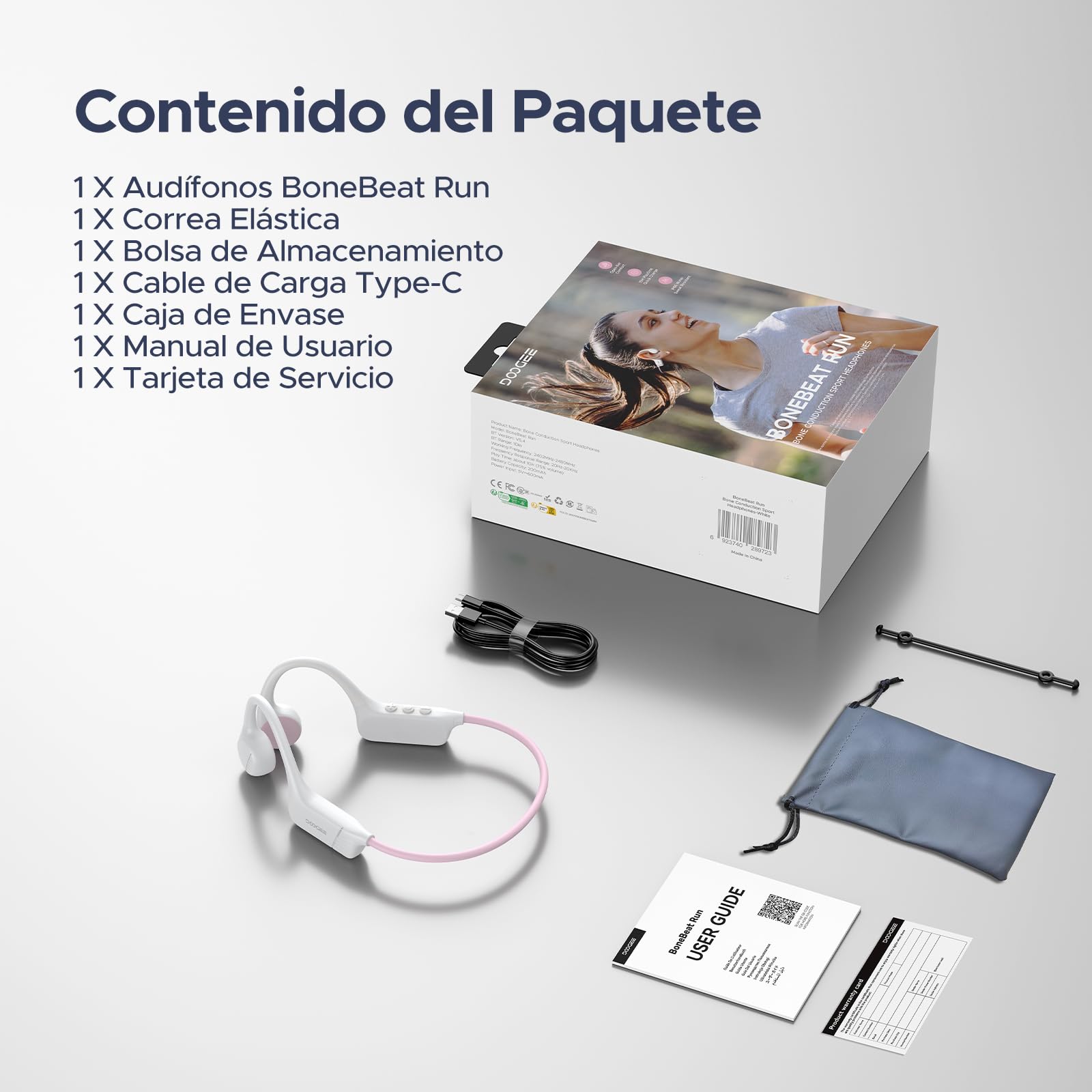 Bone Beat Run Auriculares Conduccion Osea, Auriculares Deportivos Inalámbricos IP66 Impermeables Sin Tapones, 10h Autonomía Carga Rápida Oído Abierto para Running Ciclismo Gimnasio - Azul