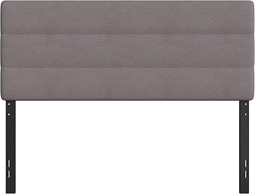Miniatura 7 de EMMA + OLIVER Gannon - Cabecero Queen Tapicería de tela gris Altura ajustable Montaje en 30 minutos o menos Adecuado para la mayoría de marcos