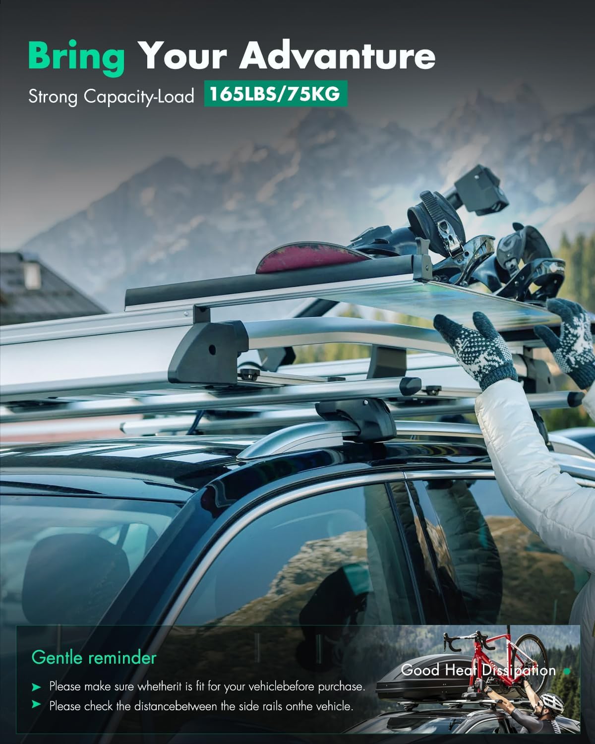 SCITOO Aluminum Alloy Roof Top Cross Bar fit for Jeep Compass 2.0L 2.4L 2011-2016 Set Rock Rack Rail