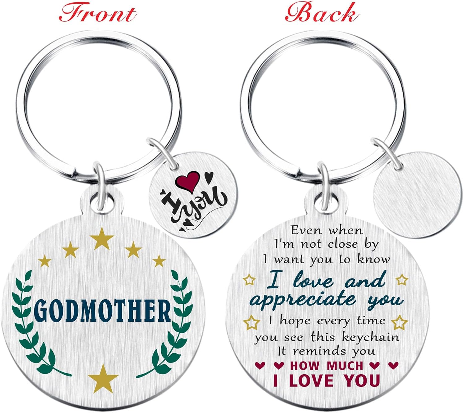 Yobent Godmother Gifts Godmom Keychain from Godchild - I Love My Godmother Birthday Gift Ideas, Personalized Appreciation Key Chain Present for Women - Image 3