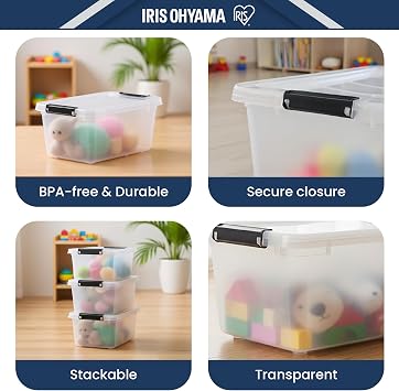 Iris Ohyama FTB-4.5 Storage Boxes with Lid, Small, 4.5 L, Set of 4
