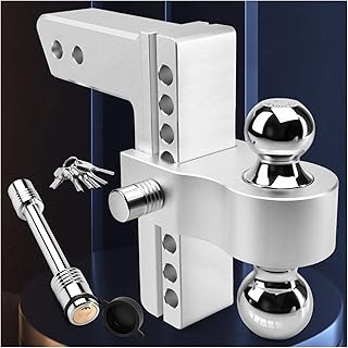 Tlvuvmo Adjustable Trailer Hitch, Fits 2.5'' Receiver, 8-Inch Drop/Rise Aluminum Drop Hitch, Chrome Plated Steel Tow Balls (2'' X 2-5/16'') 18,500 LBS GTW - Tow Hitch, Heavy Duty Truck Hitch