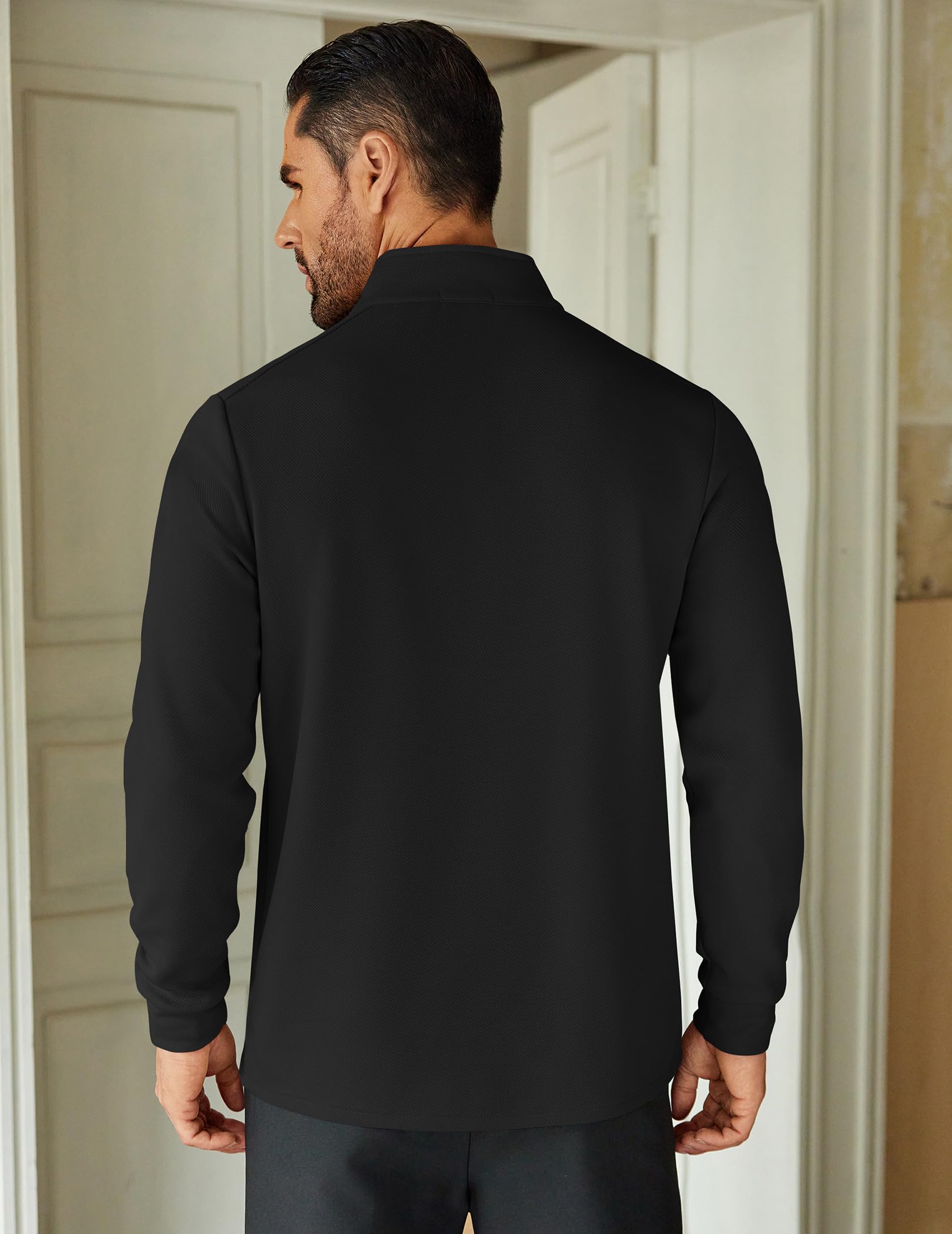 COOFANDY Men's Quarter Zip Up Pullover Lightweight Mock Neck Sweatshirt Casual Long Sleeve Polo Shirt