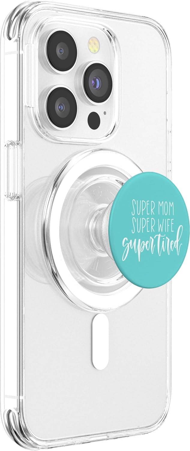 Mom Wife Mama Mamma Momma Mother teal white black JLZ005 PopSockets MagSafe PopGrip for iPhone