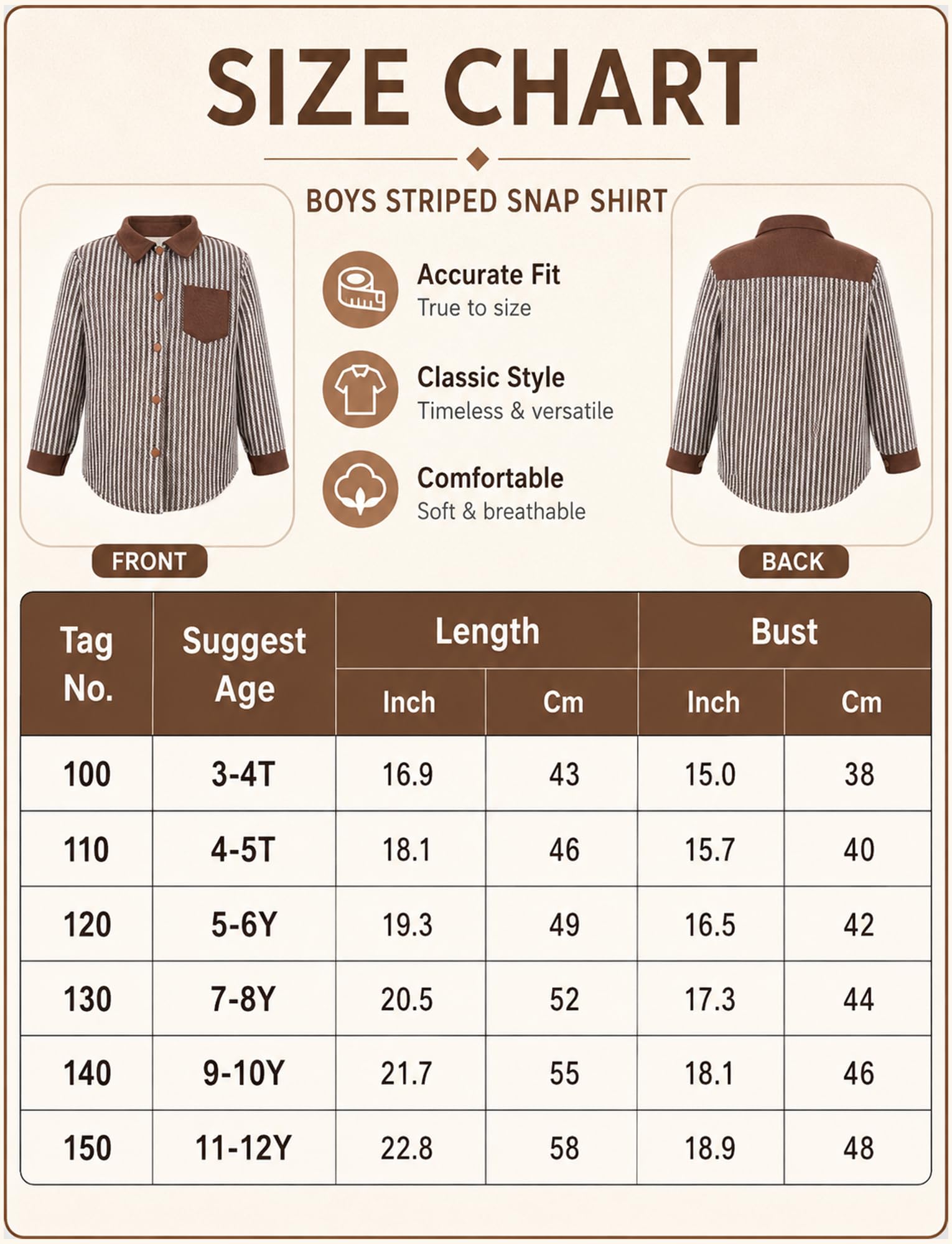 Camicia per bambini a maniche lunghe, a righe, con bottoni, casual, per primavera e autunno, 3-12 anni