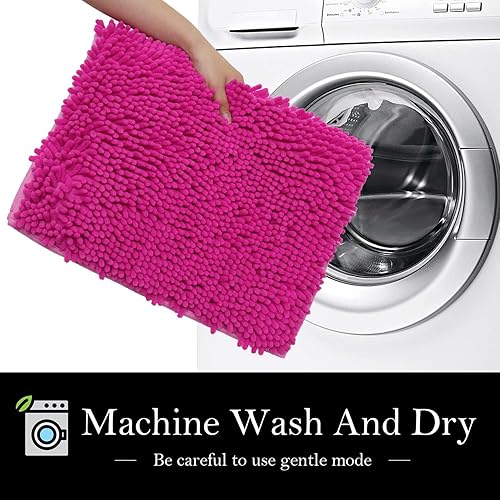 Miniatura 9 de AINAHYVA Juego de 2 tapetes de baño de chenilla, superabsorbentes, parte trasera antideslizante de PVC, tapetes de baño para baño, felpa peluda,