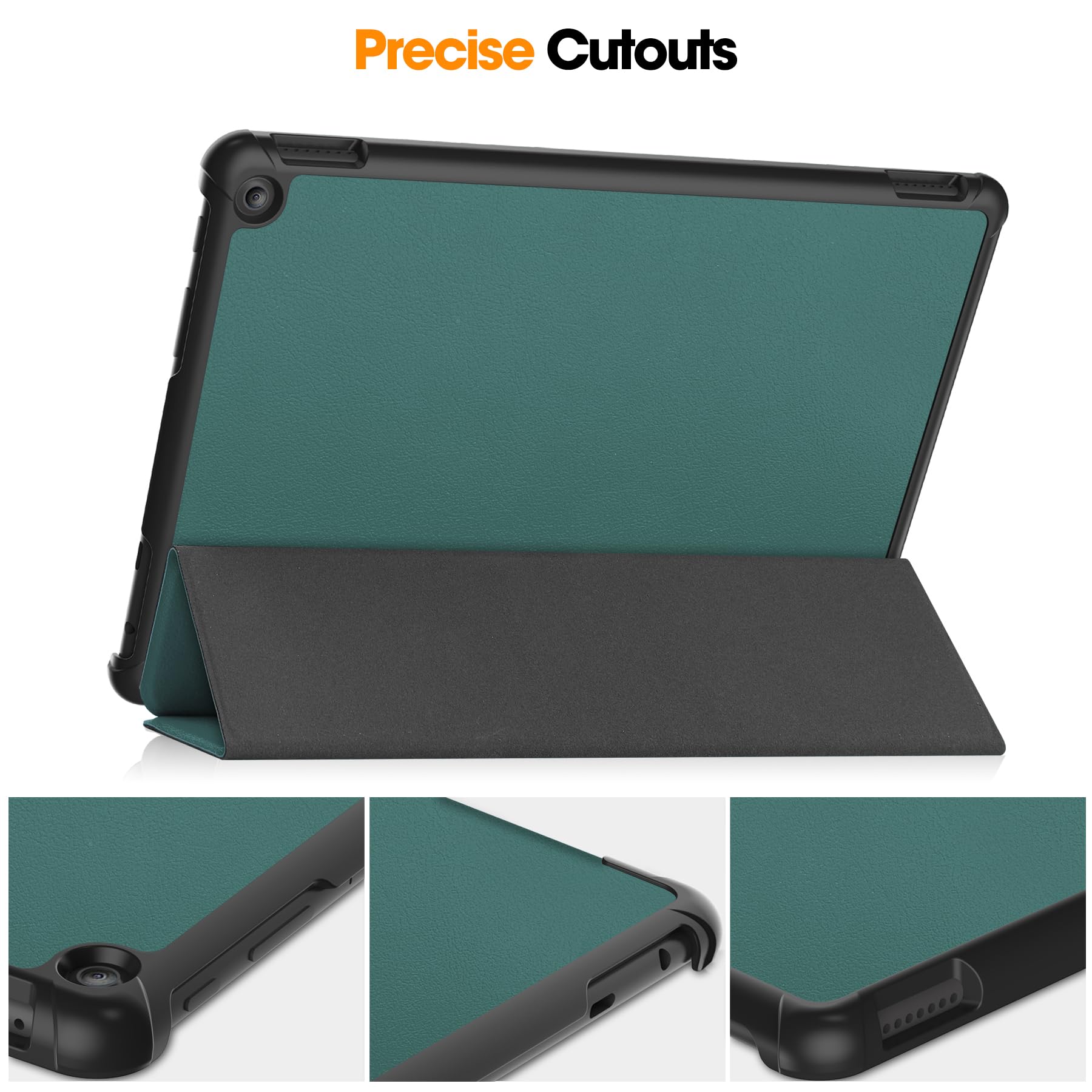 TINGYR Cover per Fire HD 10 2023 Custodia Tablet, Pelle, Supporto Pieghevole, Protezione all-Inclusive, Custodia per Fire HD 10 2023.(Verde Scuro