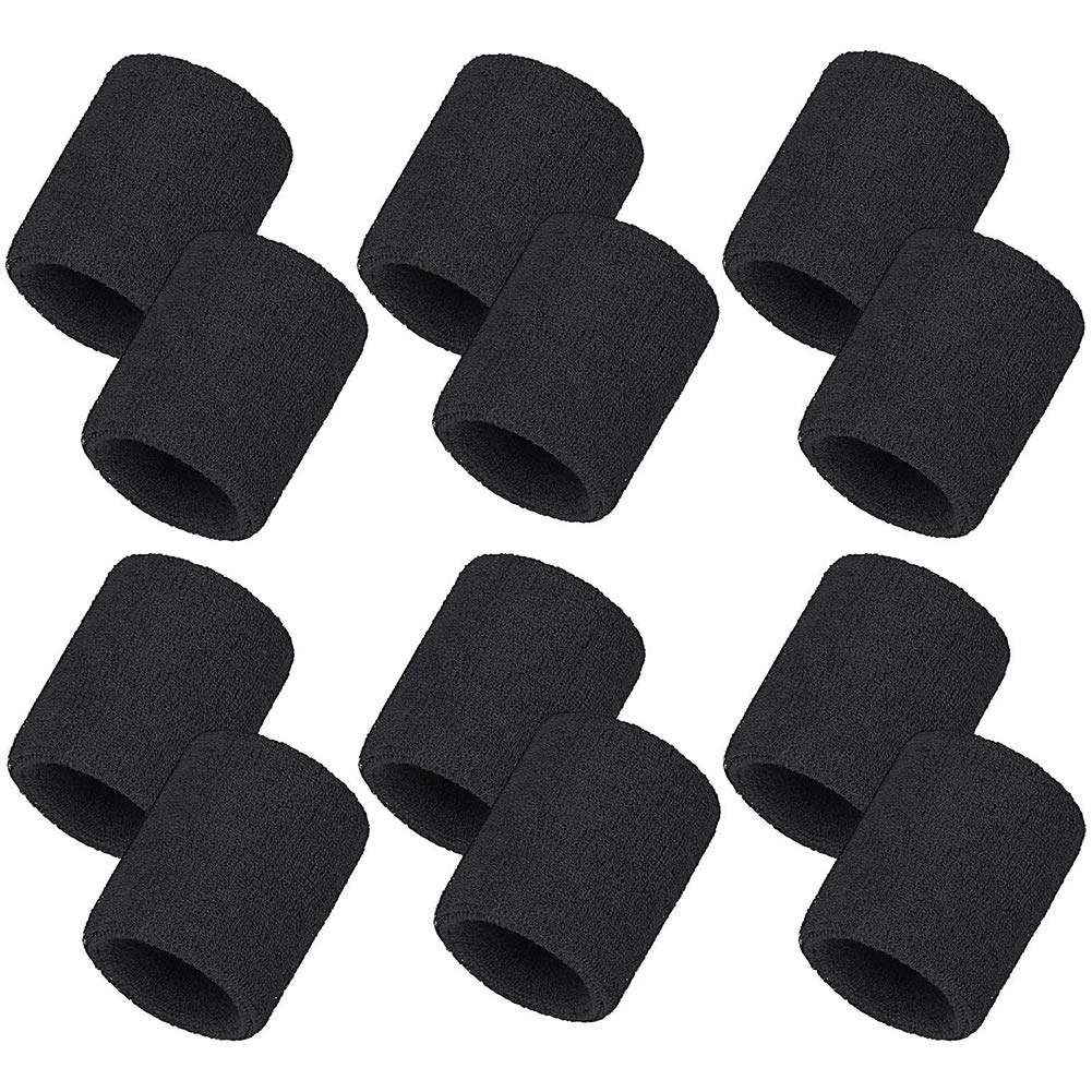 Pack De 8 Muñequeras Para El Sudor – Negras, Elásticas, Para Deporte Como Tenis, Baloncesto, Running