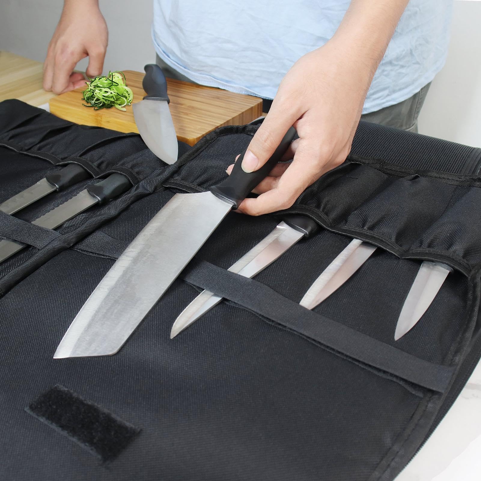 Chef Tool Roll – Borsa Portautensili Da Cucina Impermeabile Con 21 Scomparti, Tracolla Regolabile, Perfetta Per Chef E Appassionati Di Cucina