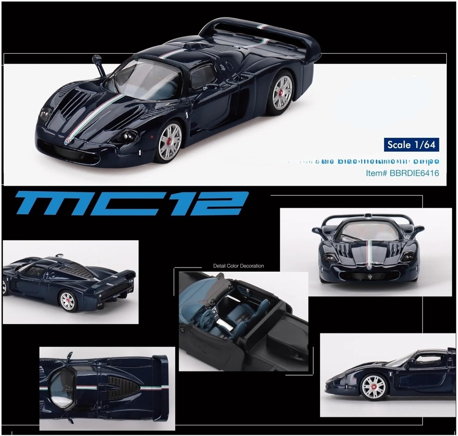 1/64 for MC12 Stradale Blue Metallic W/Stripe Model Car(with Box)