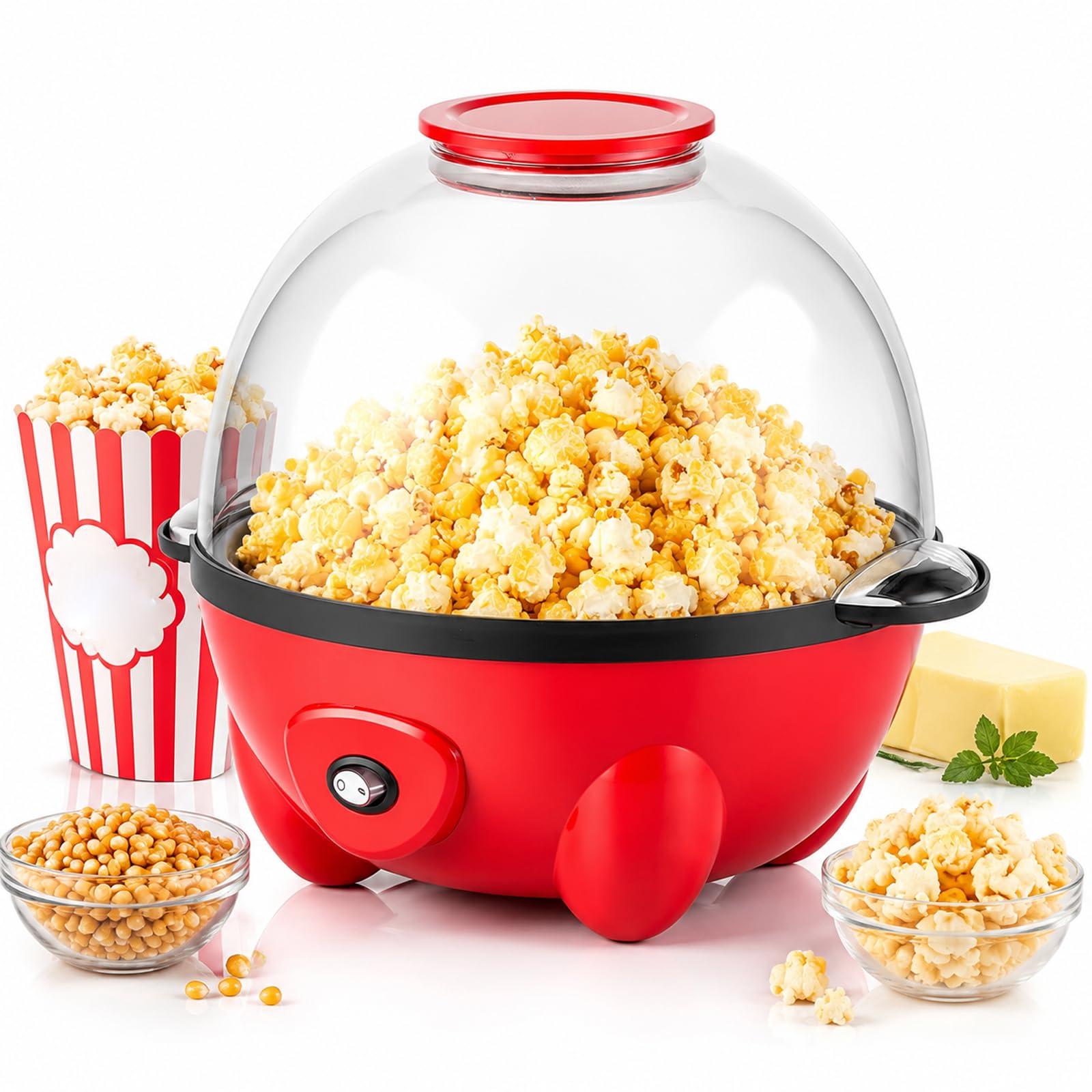 700W elektryczny popcorn maker, pojemność 5L | Włącznik/wyłącznik, łatwa w czyszczeniu powierzchnia, automatyczne mieszanie maszyny do popcornu do kina