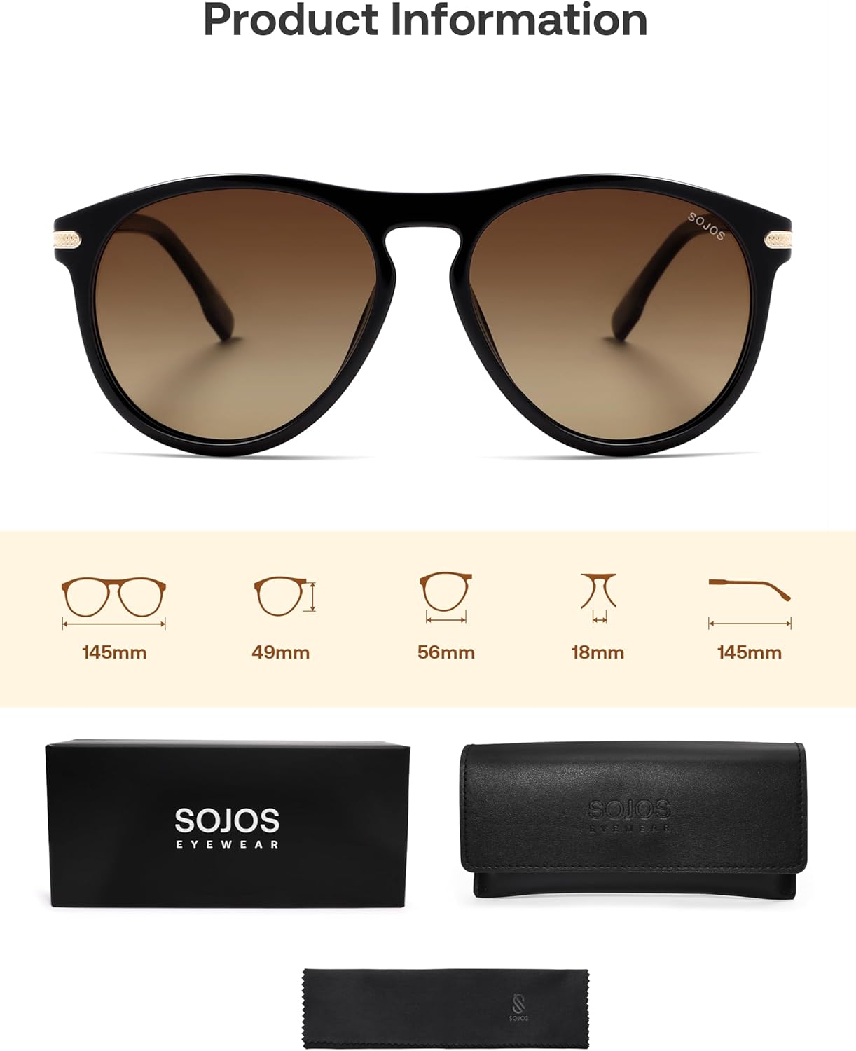 SOJOS Polarized Round Sunglasses for Men Women TR90 Frame UV Protection Mens Womens Sun Glasses SJ2669 - Image 6