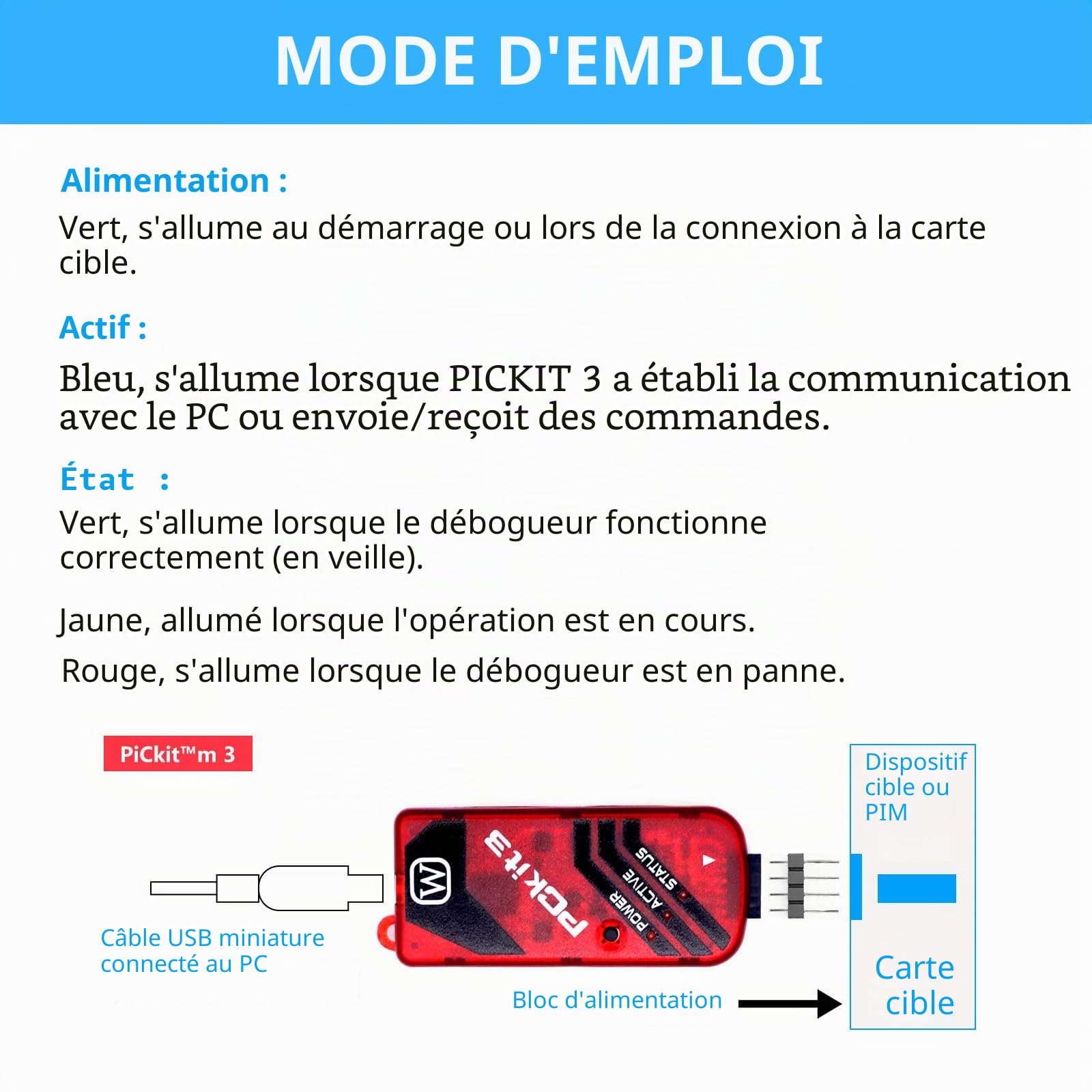 Programmeur PICKIT3 PIC Kit3, QIQIAZI PICKIT3 PIC ICD2 PICKit 2 Adaptateur de programmation 3.5 avec câble USB et traducteur d'adaptateur ICSP