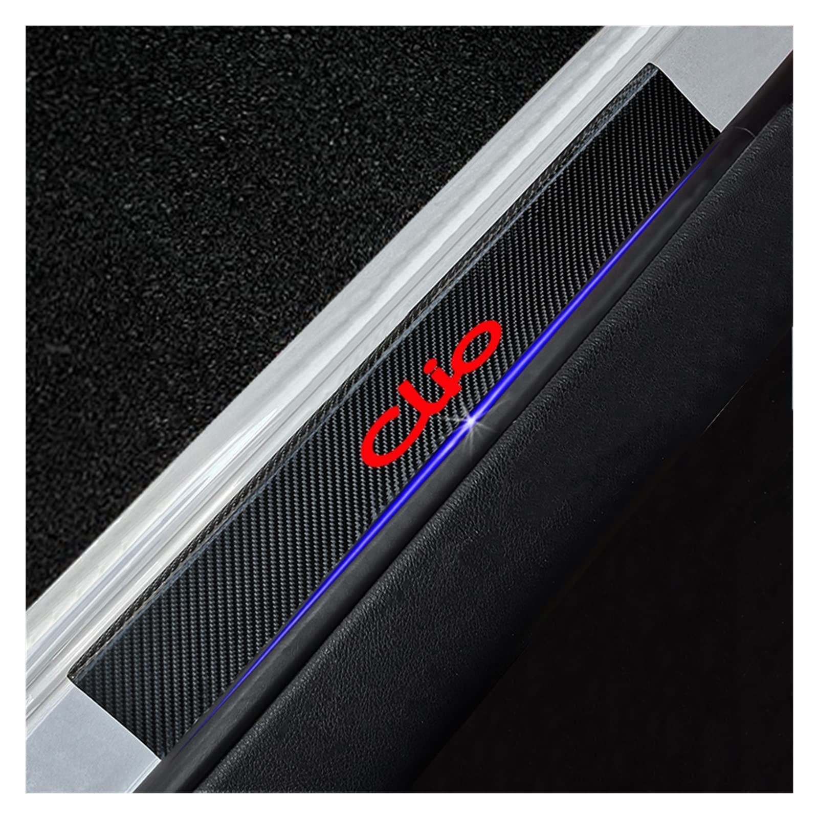 EAGLEG 4PCS Car Door Sill Protector for Ren-Ault Clio, Carbon Fiber Threshold Protective Stickers edge guards Self-Adhesive Film Kick Plate Cover Trim,Red