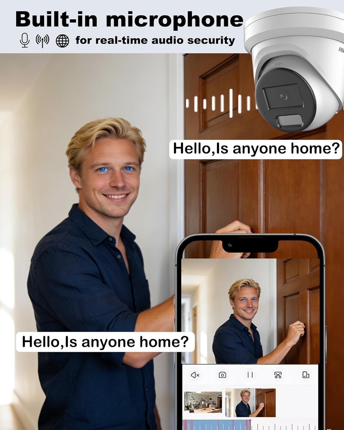 DS-2CD2387G2H-LIU 2.8mm, Hik Acusense 4K 8MP Color-Vu PoE IP Dome Security Camera Outdoor with 24/7 Full Color, Smart Hybrid Light, Human/Vehicle Detection, 130dB WDR, IP67,Work with iVMS-4200