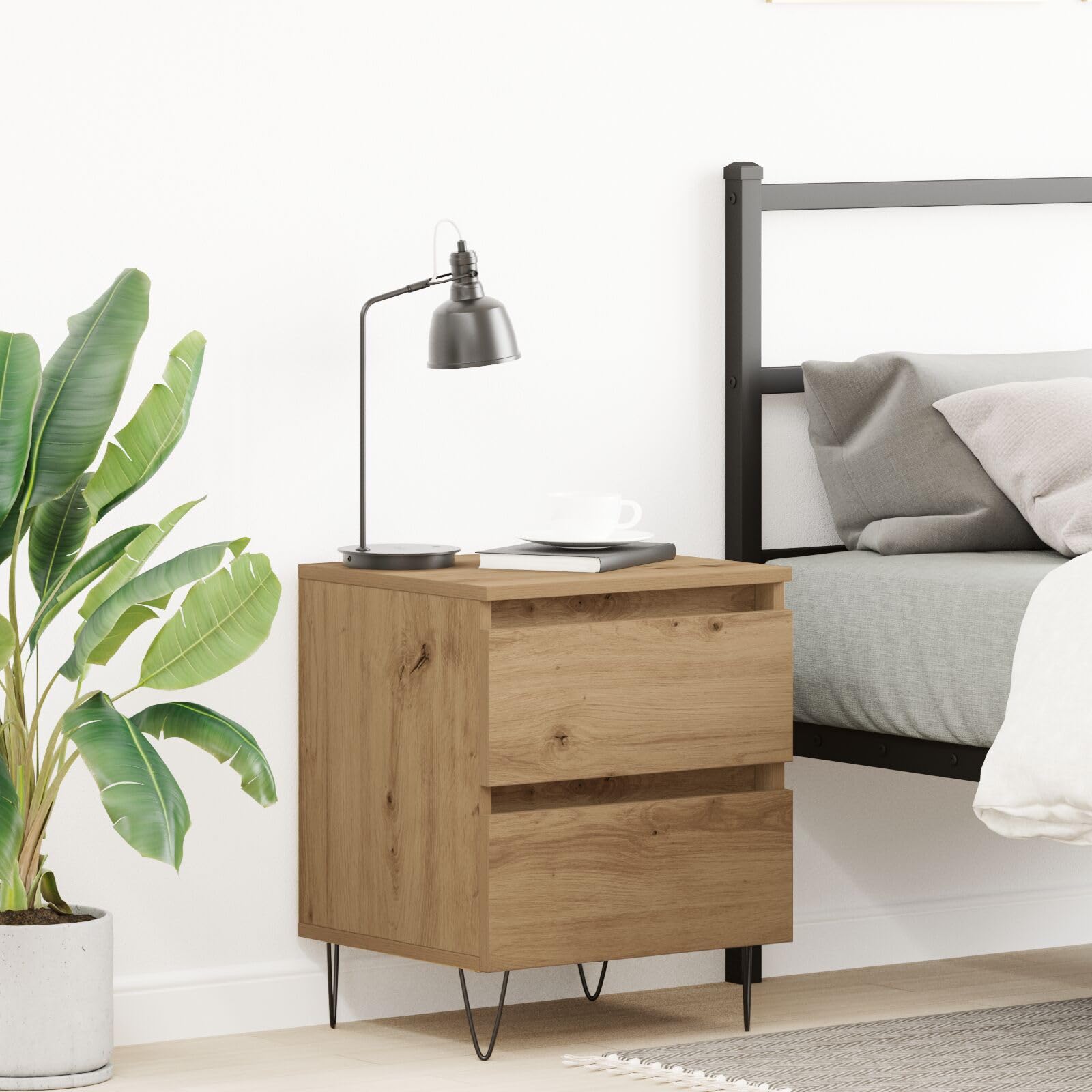 SXZenSpace 863484 Bedside Cabinet Artisan Oak 40x35x50 cm Engineered Wood Tables Drawers Side End Table Nightstand Storage Organizer Home Stand for Bedroom