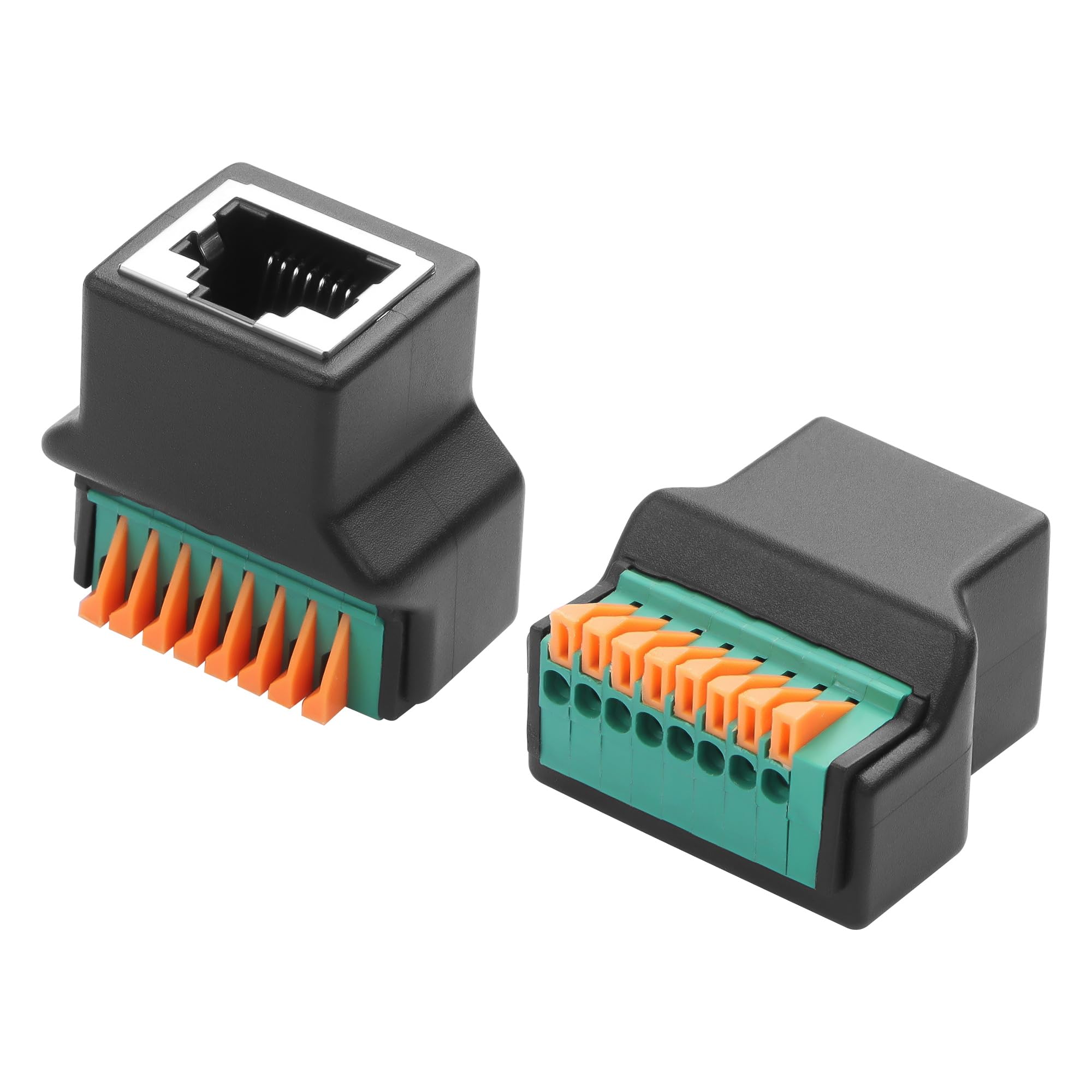 GINTOOYUN 2 Pcs RJ45 8P8C Quick Connect Solderless Adapter RJ45 Female to 8-Pin Spring Terminal Network Extension Adapter for Cat5 Cat5e Cat6 Cat7 Ethernet Cable-image-6