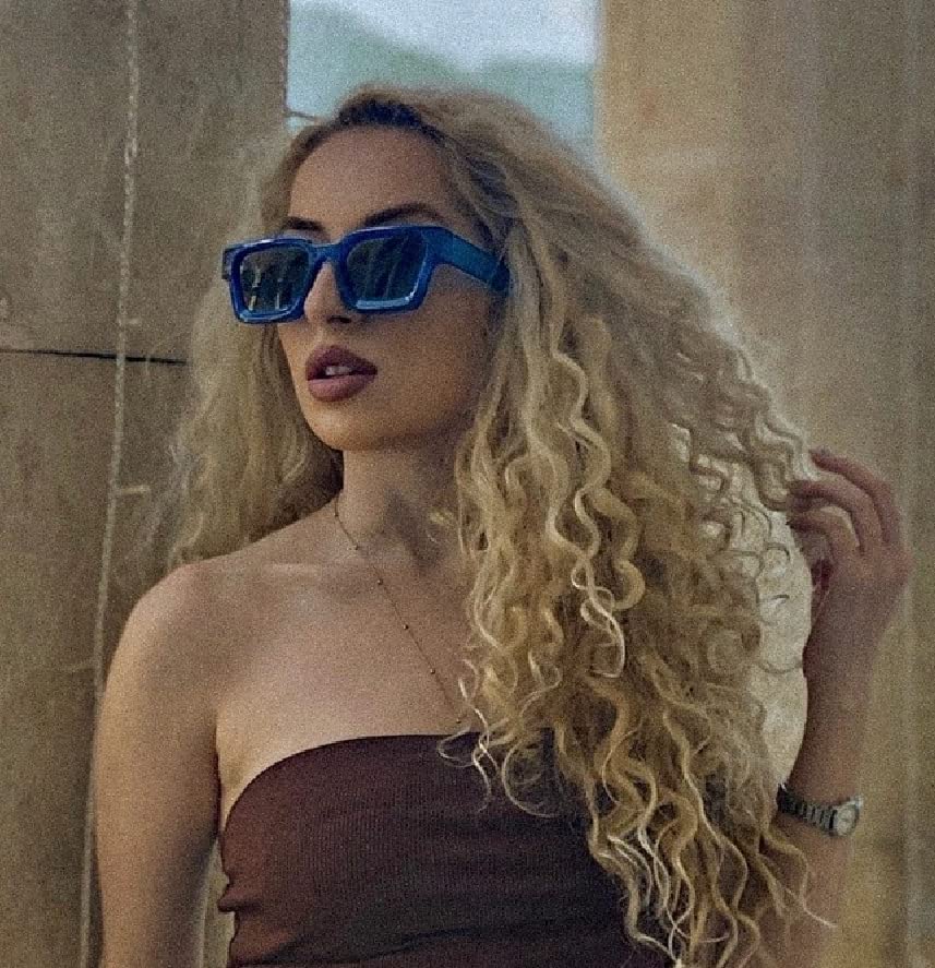 Image of FEISEDY Retro 90s Chunky Square Sunglasses for Women Men B2385