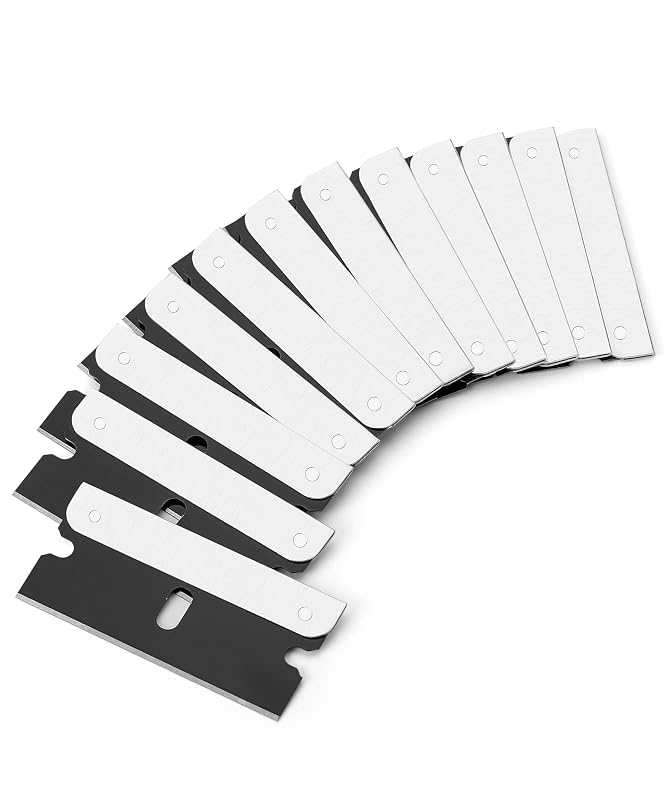 Lâminas de barbear de uma lâmina Bates Choice para raspador, pretas, com centro chanfrado, Pacote com 50