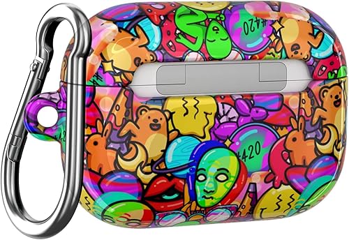 Miniatura 4 de Cavka Funda compatible con Airpods Pro y Pro 2 Airpods 3-2-1 Gen Trippy Cover con llavero Cool Crazy Design Adolescente Funda protectora de plástico